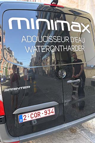 Lettrage camionnette Minimax — Inkonic Oupeye